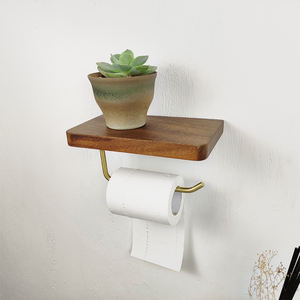 In <span class=keywords><strong>legno</strong></span> e Ottone <span class=keywords><strong>Carta</strong></span> <span class=keywords><strong>Igienica</strong></span> Supporto per Cucina Bagno AU12 - Product Image 2