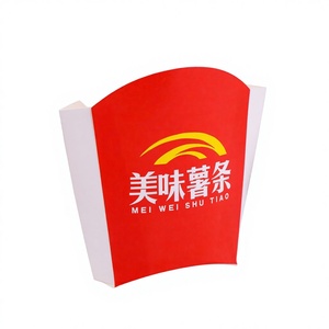 Boîte à frites personnalisée avec logo, biodégradable, résistante à l'huile, de qualité alimentaire, tendance, réutilisable, rouge, pour l'emballage alimentaire - Product Image 3