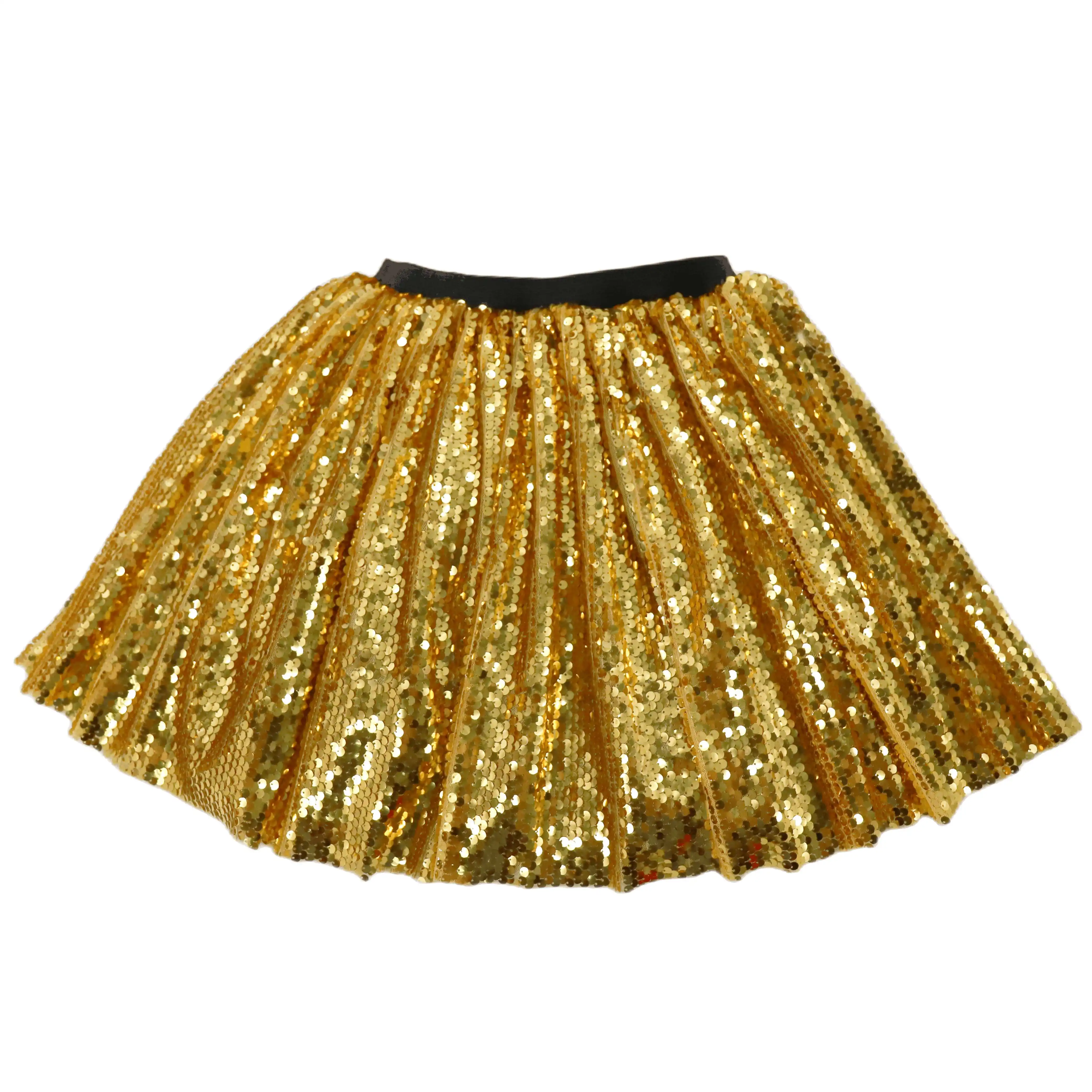 2023 New Sequin Tutu Gold Tutu Dance Ballet Performance Girl Latin Skirt Baby Infant Kids Polyester Tutu for Party Boutique