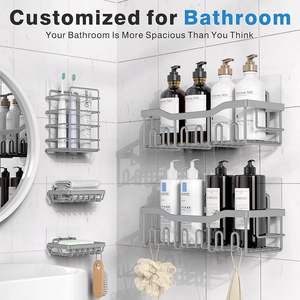 5-Pack Rustproof Stainless Steel <b>Shower</b> Caddy No Drill Adhesive Bathroom Organizer with Large Capacity, Spacious <b>Shower</b> <b>Shelves</b> - Product Image 2