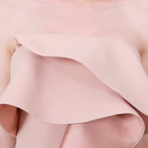 Européenne Robes D'été En Gros Dame Élégante À Volants Hors Épaule Dos Nu Femmes Moulante Rose Robe de Soirée - Product Image 5