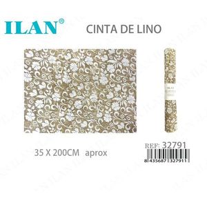 Nastro di Lino Ilan 35 X 200Cm con Motivo Floreale per Decorazioni e Artigianato - Product Image 1