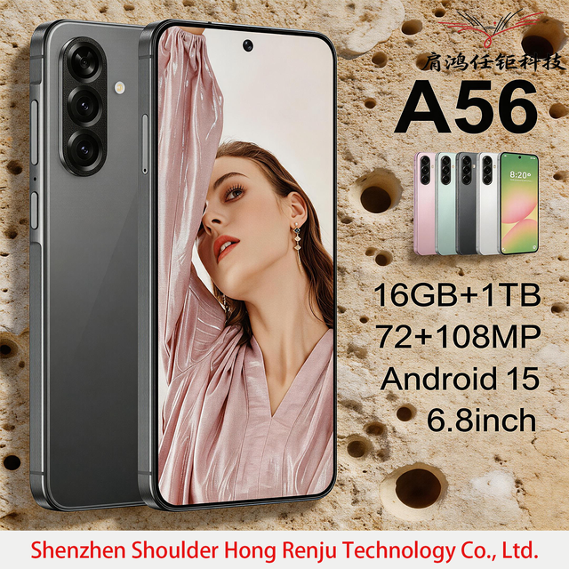 Wholesale Price Full Screen Cell Phones A56 16G+1TB Android 5G Smartphone Global  Gaming Phone LTE Cellular 108MP Android 15