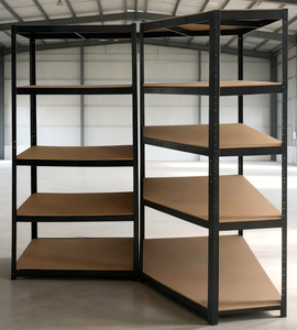 5 Layer All Black Steel/Iron Light Duty <b>Adjustable</b> Corrosion Boltless Corner <b>Shelf</b> for Basement & Garage - Product Image 2