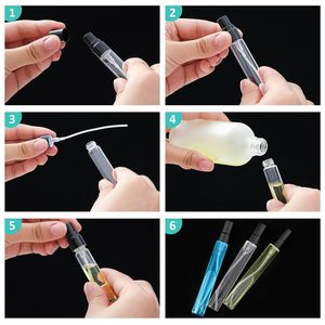 Flacon vide en verre transparent de 2 ml à 10 ml, mini pulvérisateur écologique avec pompe, pour parfum et sérum de soin, avec bouchon doré/argenté/noir - Product Image 5