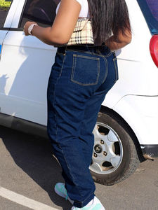 中国厂家直销加大码高腰黑色直弹力宽腿全长牛仔休闲女士裤 - Product Image 3