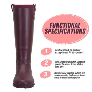 YL-25142 không thấm nước đầu gối-cao su tự nhiên Wellington khởi động cho phụ nữ làm vườn & Ngoài trời-thoải mái đệm đế (ODM/OEM) - Product Image 3