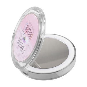 Boîte de lumières LED portables, logo personnalisé, petit miroir rond pliant pour maquillage de nuit de fille - Product Image 1