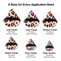 Houppette de maquillage triangulaire en velours JLY à motif léopard pour les joues, le front, la zone T, le contour des yeux, la poudre libre, pour les maquilleurs professionnels