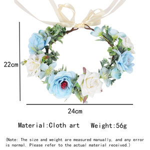 Nueva Diadema Redonda con Tiara de Flores Estilo Princesa Hada para Mujer, Accesorios para el Cabello de Novia Ajustables, Coronas de Tela y Plástico - Product Image 3