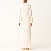 Robe longue à manches longues et col en V, élégante et chic, pour femmes, vente en gros personnalisée