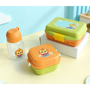 Plastic Lunch <b>Box</b> Bento <b>Box</b> Water Cup Set For Kids Early Education <b>Gift</b> With Cartoon Design - Product Image 3