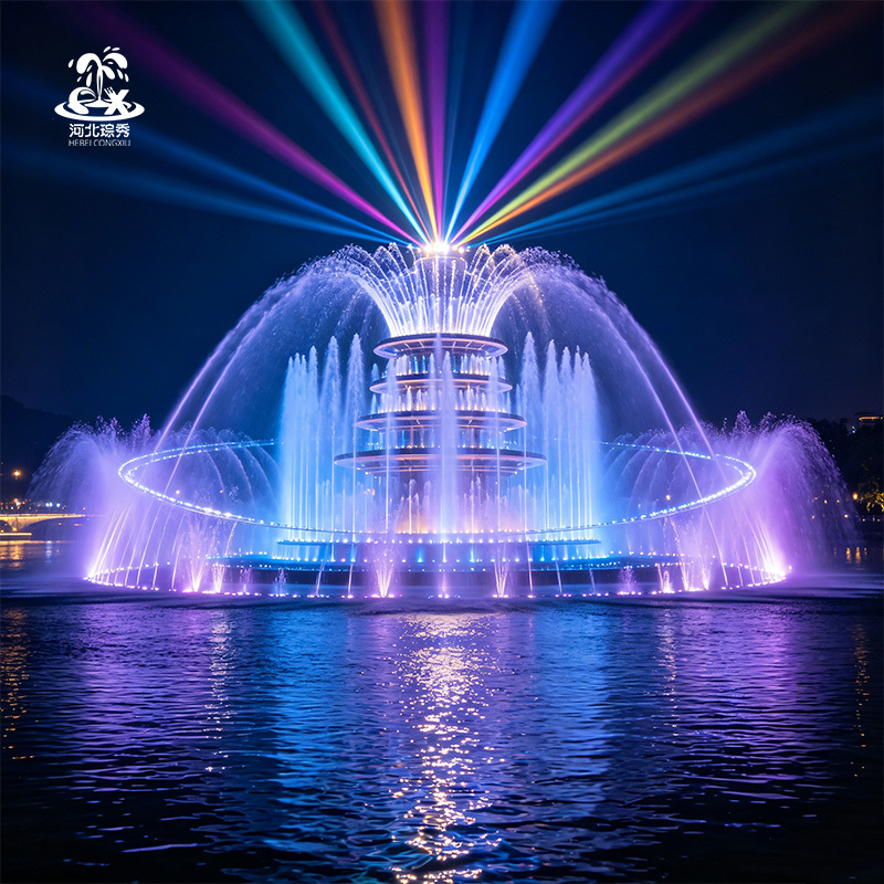 Multicolor LED Dancing Water Fountain Synchronized Music Show Equipment for Outdoor Entertainment Landscape