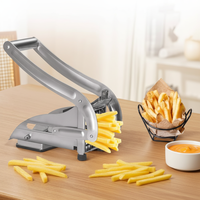 Groothandel RTS 2-blads roestvrijstalen frietmes handmatige aardappelmes snijder met antislip zuignap makkelijk schoon te maken fruitgereedschap