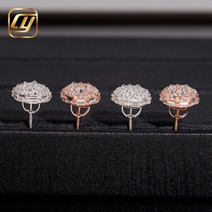 Boucles d'oreilles clous de luxe en moissanite, taille brillant rond, forme boule, en argent 925 plaqué or rose, bijoux de mariage pour femme - Product Image 5