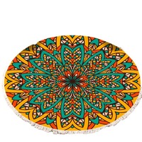 Retro Runder Teppich mit Mandala-Muster, Dünne Polyester-Decke für Wohnzimmer und Arbeitszimmer, Amerikanische Bettdecke, Yoga-Matte, Tanzmatte