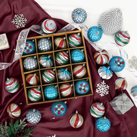 Nouvelles décorations de Noël personnalisées transfrontalières pour la maison, boules de Noël en plastique peintes de 8 cm, ornements suspendus pour fêtes, lot de 6 boîtes