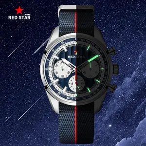 Montre chronographe <span class=keywords><strong>pilote</strong></span> RED <span class=keywords><strong>STAR</strong></span> 1963 pour homme, véritable mouvement mécanique Seagull ST1903 à trois aiguilles, étanche, super lumineuse - Product Image 5