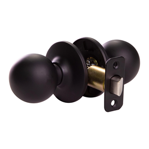Juego de Manijas de Puerta con Cerradura en Negro Mate, Acero Inoxidable, Perilla de Puerta de Pasaje, Cerradura Esférica de Doble Manija con Cilindro y 2 Llaves - Product Image 3