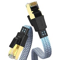 Cable Ethernet Cat8 de 40 Gbps y 2000 MHz de Alta Velocidad, Cable de Conexión SFTP Plano Trenzado de PVC y Cobre Sólido, RJ45 para Router, Laptop y Redes