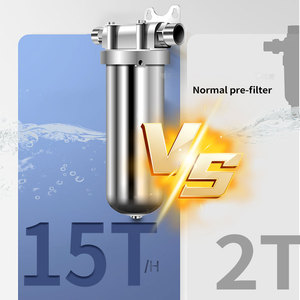 Máy lọc nước siêu lọc bằng thép không gỉ 304, lưới thép 20 inch, 40 micron, lọc sơ bộ bằng tay, lưu lượng lớn 15000L/H - Product Image 5