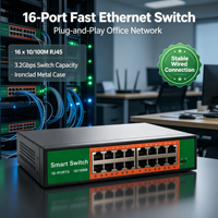 Commutateur réseau ANPA 16 ports 10/100 Mbps, boîtier métallique, 3,2 Gbps, Plug and Play, pour ordinateur de bureau, empilable, pour caméra IP, CCTV, NVR, AP-5016