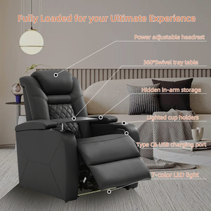 Divano Reclinabile Moderno e Essenziale in Vera Pelle con Poggiatesta Elettrici in Memory Foam, Luci LED, Vano Portaoggetti, Porte USB, Struttura in Legno e Metallo - Product Image 4
