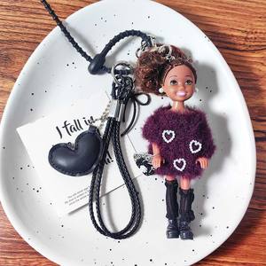 HECION Mini poupée princesse mignonne pour bébé, couleur violet foncé, avec pull, tenue du jour, porte-clés personnalisé DIY - Product Image 3