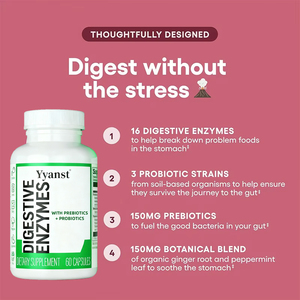 Cápsulas de Enzimas Digestivas de Marca Privada OEM/ODM con Prebióticos y Probióticos que Promueven la Absorción y Apoyan la Digestión - Product Image 3