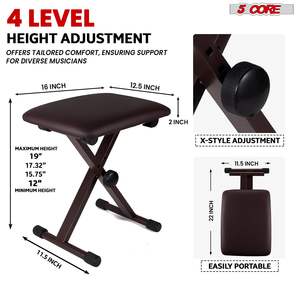 Tabouret de piano DB KBB, hauteur réglable, siège rembourré pour clavier, accessoires d'instruments de musique - Product Image 4