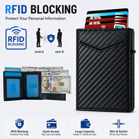 Dompet Kartu Kulit Minimalis Anti-RFID dengan Penutup Tombol dan Mekanisme Pop-up untuk Kartu Kredit dari Pabrik ODM