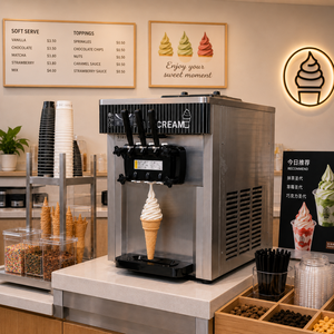 Machine à glace molle automatique 3 <span class=keywords><strong>saveurs</strong></span>, machine à glace molle commerciale de comptoir avec pré-refroidissement pour les commerces - Product Image 2