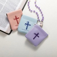 Étui à chapelet en cuir personnalisé, étui à chapelet catholique pour le rangement des perles de prière
