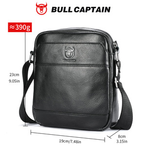 กระเป๋าหนังแท้ BULLCAPTAIN สำหรับผู้ชาย กระเป๋าสะพายข้างใส่แล็ปท็อปสำหรับธุรกิจ พร้อมช่องซิปหลายช่อง สายสะพายปรับได้ - Product Image 5