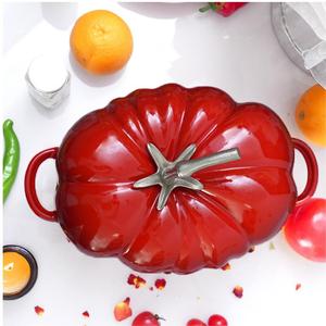 Casserole <span class=keywords><strong>en</strong></span> fonte émaillée pour tomates - Base épaisse et lourde pour la cuisson du pain, de la soupe, du ragoût <span class=keywords><strong>sur</strong></span> <span class=keywords><strong>le</strong></span> poê<span class=keywords><strong>le</strong></span> et au four - Product Image 3
