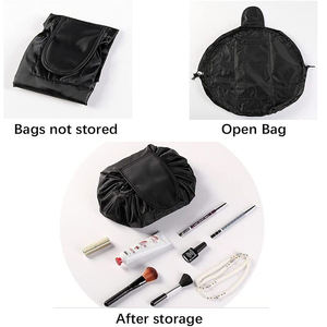 Bolsa de cosméticos de almacenamiento perezoso con logotipo de letra impresa personalizada, bolsa de maquillaje con cordón para mujer a la moda, bolsa organizadora de maquillaje para artículos de tocador - Product Image 3