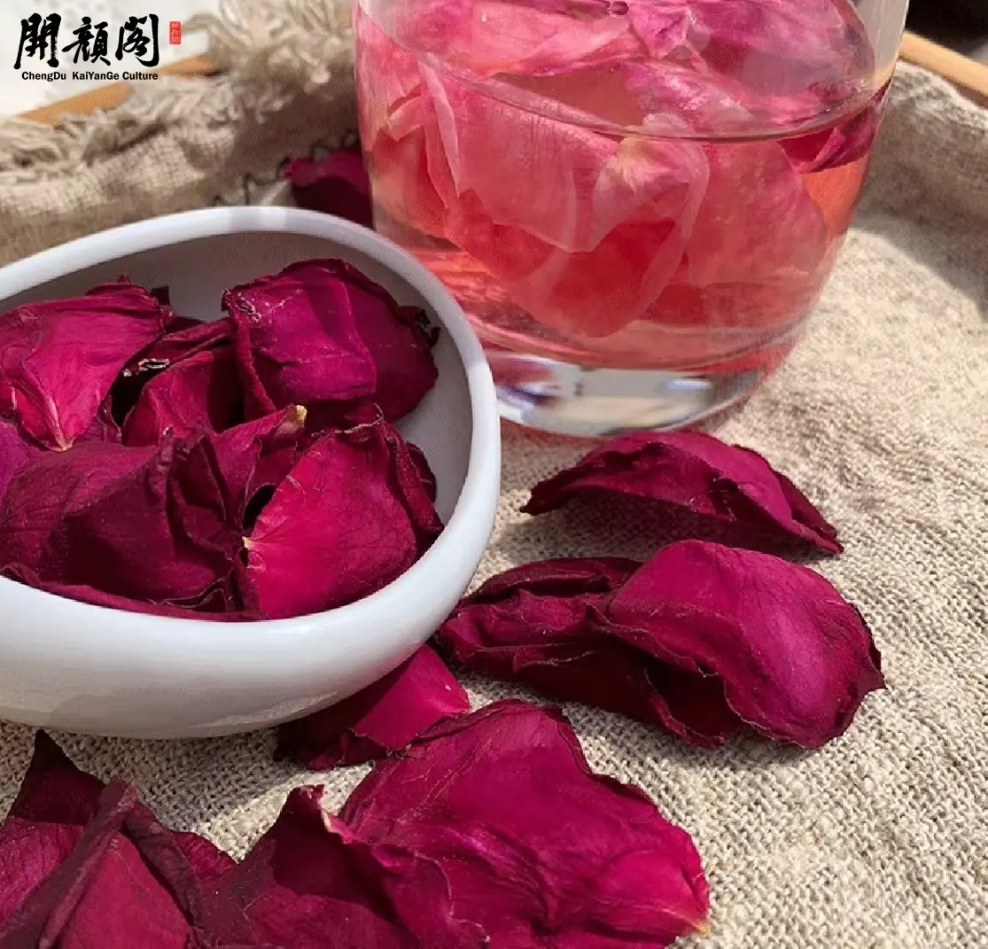 KAIYANGE wholesale OEM Factory Supply New Natural Dark Red Rose Flower Tea Edible Rose Petals Tea or Baking flower tea