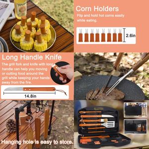 Ustensiles de barbecue robustes en acier inoxydable, ensemble multi-outils 19 pièces, qualité alimentaire, compatibles lave-vaisselle, pour barbecue extérieur, vente en gros - Product Image 4