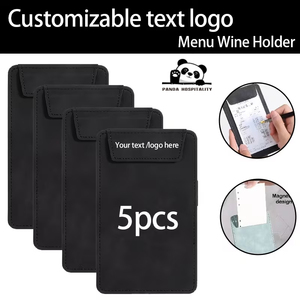 Porte-argent de restaurant en cuir PU avec logo personnalisé de luxe, fermeture magnétique, clip et plaque unique, plusieurs couleurs, impression par gravure - Product Image 2