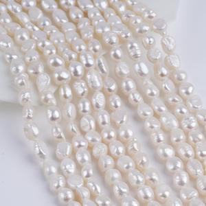 6-7mm Natural Freshwater Pearl Bead Double-<b>Sided</b> Glossy Straight Hole for DIY Necklace Jewelry <b>White</b> Semi-Finished Accessories - Product Image 3