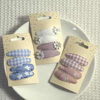 Ensemble de 4 pinces à cheveux en tissu, pinces à cheveux à imprimé écossais et floral, accessoires capillaires quotidiens mignons pour filles et femmes