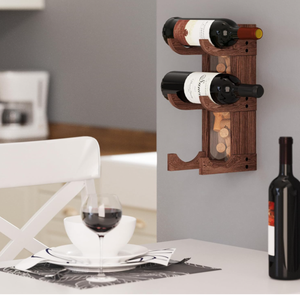 Estante <span class=keywords><strong>de</strong></span> Vino <span class=keywords><strong>Vertical</strong></span> <span class=keywords><strong>de</strong></span> <span class=keywords><strong>Madera</strong></span> para Montar en la Pared con Almacenamiento para Corchos, Capacidad para 3 Botellas, para Decoración del Hogar, Cocina, Restaurante o Bar - Product Image 3