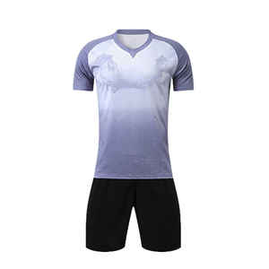 ชุดฟุตบอลราคาถูกขายส่ง ผ้าผสมไนลอนตาข่ายไมโครไฟเบอร์ ถักแบบเจอร์ซีย์ สีน้ำเงินขาว ชุดฟุตบอลครบชุด - Product Image 5