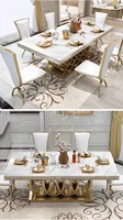 Muebles con Tapa de Mármol, Mesa de Comedor China, Juego de Mesa de Comedor para 6 Personas