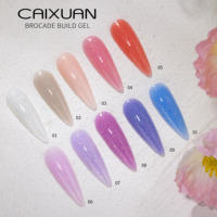 Caixuan NOUVEAU Gel de Construction Brocart 10 Couleurs Gel d'Extension d'Ongles Vente en Gros UV/LED Pot de 50g Gel de Construction Pailleté