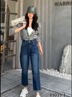 Pantalon en jean taille haute pour femme, grande taille, design oversize, couleur foncée, écologique, séchage rapide, respirant, décontracté, haute qualité