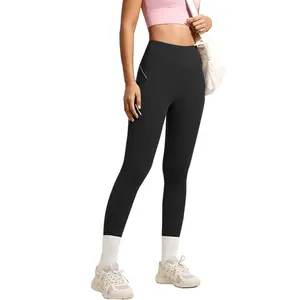 Recycled Polyester Fabric Sportswear Clothing Reflective Back High Waist Recycled Custom Womens Yoga Pants Leggings