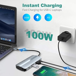 OEM de fábrica 8 en 1 multipuerto concentrador de 3,0 <span class=keywords><strong>USB</strong></span> <span class=keywords><strong>C</strong></span> tipo <span class=keywords><strong>C</strong></span> a 4K HD HDMI <span class=keywords><strong>VGA</strong></span> <span class=keywords><strong>USB</strong></span> adaptador de concentrador de estación de acoplamiento para ordenador portátil - Product Image 4