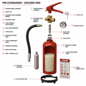 <span class=keywords><strong>Extincteur</strong></span> à mousse au lithium haute performance 9L, cylindre en acier rouge <span class=keywords><strong>21A</strong></span>, réponse rapide aux incendies avec tuyau - Product Image 3