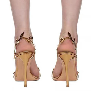 Sandalias de Tacón Alto Daifa Factory Golden Leaflet, Cómodas, Sexys, Antideslizantes, Tacón Delgado de 10cm, Punta en Pico, Moda de Verano - Product Image 2